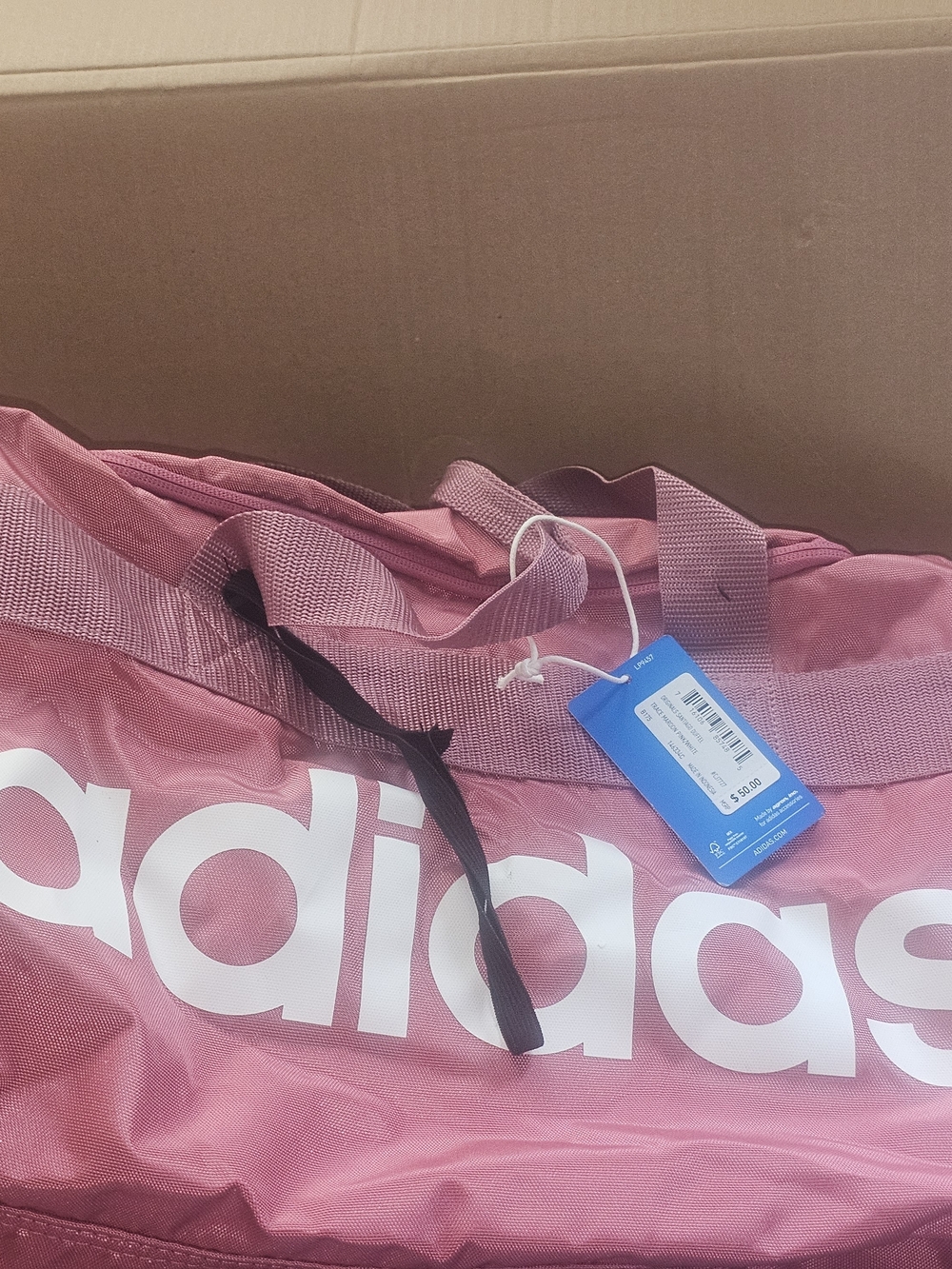 adidas Pink Travel Duffel Bag with White Logo